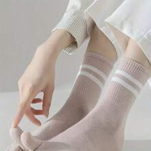 Striped Toe Socks / Simple & Comfortable Mid-Calf Toe Socks - Multicolor - View 4