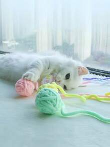 1pc/2pcs/3pcs Interactive Woolen Cat Yarn Ball - Fun Pet Play And Scratching Toy For Winter - Durable And Chew-Resistant Pet Supplies.Mother's Day