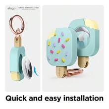 Elago AirTag Case Cover Pink For Apple AirTag Cover Cute, Icecream Design, Drop Protection Keychain, Carabiner Holder Key Ring, Shockproof, Track Keys, Backpacks, Purses, Gift For Friends, Girls, Boys, Girfriend, Boyfriend, Family - 薄荷 - 查看 5