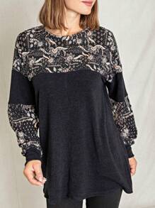 Boho Retro 90's Vintage  Checkered Solid Tie Dye V Stich Pink Mustard Blue Brown Raglan Drop Shoulder Knit Top  Cool Tunic Sweatshirt Pullover - màu đen - Xem 4