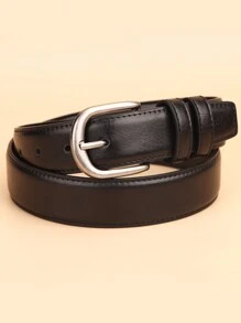 1pc Black/Brown Casual Business Metal Buckle 3.3cm Wide PU Belt, Fashionable, Suitable As Father's Day/Mother's Day Gift Fall, Autumn, Halloween Autumn-Winter Accessories,Suitable For Teens, Youth,Men,Casual, Outdoor, Athletic, Vacation, Graduation Gifts, Birthday, Daily Wear - Multicolor - View 1