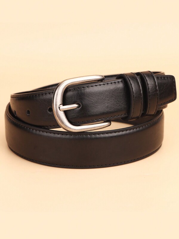 1pc Black/Brown Casual Business Metal Buckle 3.3cm Wide PU Belt, Fashionable, Suitable As Father's Day/Mother's Day Gift Fall, Autumn, Halloween Autumn-Winter Accessories,Suitable For Teens, Youth,Men,Casual, Outdoor, Athletic, Vacation, Graduation Gifts, Birthday, Daily Wear