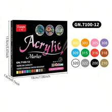 36 支/盒彩色尖头丙烯酸马克笔，多功能水性笔，适用于玻璃、石头、陶瓷、涂鸦、绘画、学生美术用品 - 彩色 - 查看 3