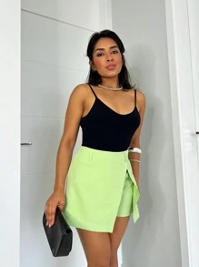 Skirt Shorts In Louis Twill Fabric - 橄欖綠 - 查看 4