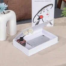 1 件奢华时尚开放式假书装饰磁性翻盖顶部 - 房间装饰圣诞装饰礼品客厅配件纸质储物盒，北欧咖啡桌书可存放控件、钥匙、杂物、珠宝和家庭办公室尺寸：26.7x17x4.2cm