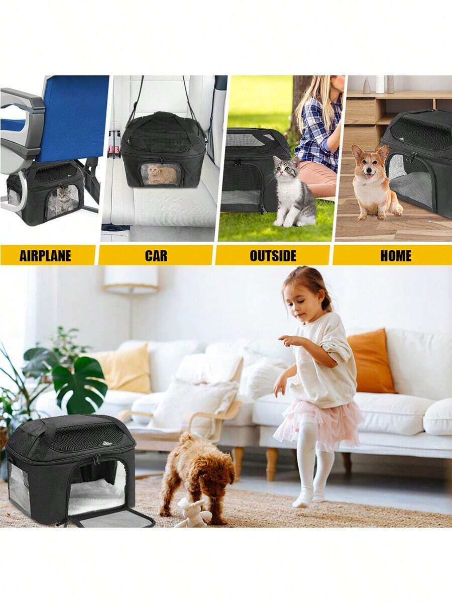 Large Cat Carrier For 2 Cats, OekoTEX Certified Soft Side Pet Carrier