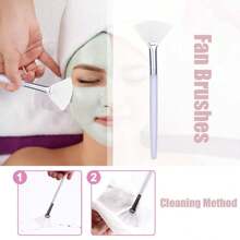 Facial Headband Face Mask Brush Set, Adjustable Towel Wrap, Soft Fan-Shaped Masks Brush, Non-Fragrance Polyester Brush Handle, Suitable For Normal Skin, ABS Plastic Handle Women Beauty Tool