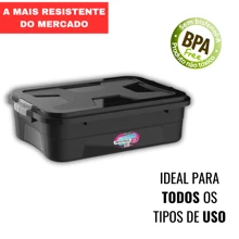 Kit 3 Multipurpose Plastic Organizer Box 28 Liters Black - màu đen - Xem 5