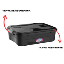 Kit 3 Multipurpose Plastic Organizer Box 28 Liters Black - màu đen - Xem 4