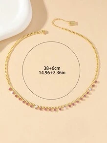 Fashionable Versatile Copper Encrusted Zirconia Stone Women Necklace, Personalized Clavicle Chain, Suitable For Women Evening Wear