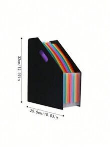 1pc Diagonal Vertical Folder, A4 Large Capacity Paper Storage And Arrangement Of Data Bag Organ Bag Telescopic Storage Folder - one-size - View 7