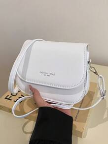 Túi vuông nắp gập thanh lịch bằng da PU màu trơn đơn giản, túi xách đeo vai nữ, túi xách đeo chéo, ví đựng điện thoại di động, quà tặng trang điểm ngày lễ cho nữ, túi đựng son môi, túi xách bền cho mùa thu và mùa đông, túi đi làm hàng ngày - trắng - Xem 13