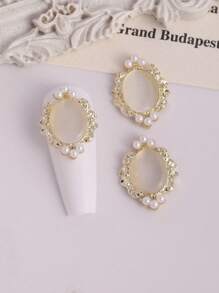 10 Pieces, Small Oval Nail Decorations, 3D Girl Nail Accessories, Personalized Cat Eye Nail Accessories, Gold Silver Black Pearl Nail Ornaments, Personalized Nails, Suitable For Nail Salons And Personal Use