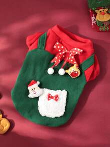 1 chiếc áo hoodie lông cừu cho thú cưng vào dịp Giáng sinh, trang phục ấm áp cho bữa tiệc mùa đông, có túi nhỏ ở mặt sau để đựng kẹo hoặc đồ ăn nhẹ - Đỏ - Xem 11