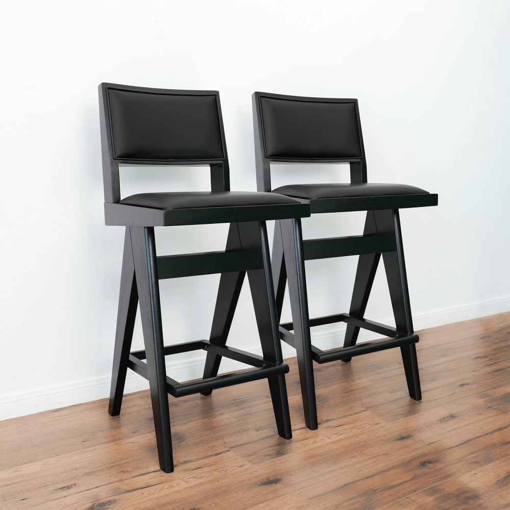 Keira Black PU Bar Stool (Set Of 2) SHEIN USA