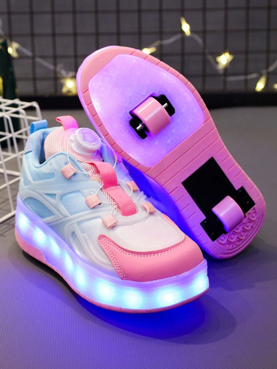 GUANGLAN 儿童 LED 发光带轮运动鞋，可充电彩色闪光轮滑鞋，透气网眼运动鞋，适合男孩和女孩，幼儿/小童/大童尺码