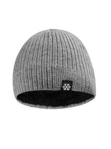 1 件加厚保暖针织帽，适合青少年男孩，冬季 - 灰色 - 查看 1