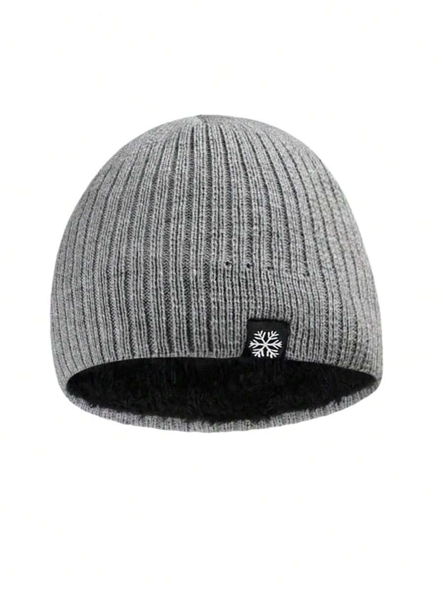 1 件加厚保暖针织帽，适合青少年男孩，冬季 - 灰色 - 查看 1