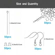 200 Pieces Stainless Steel Hypoallergenic Earring Hooks, Eye Pins Kit For Earring Making, Jewelry Findings Supplies With Jump Rings And Backs