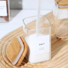 18 Square Spice Jars Chili Seasoning Bottle Pepper Powder Bottle 240ml Bamboo Glass Spice Jar Square Spice Bottle