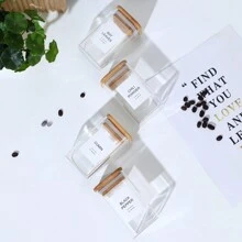 18 Square Spice Jars Chili Seasoning Bottle Pepper Powder Bottle 240ml Bamboo Glass Spice Jar Square Spice Bottle