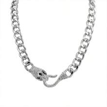 1 套复古蛇形项链、美杜莎蛇形颈链、时尚颈链、复古蛇形吊坠水滴项链 - 銀色 - 查看 3