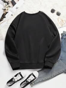 Customized Christmas/Thanksgiving Gifts, Personalized Plus Size Sweatshirt Shirt T-Shirt - Add Your Own Text And Images (Family Photo/Selfie/Pet Photo/Group Photo/Party Photo) To Design Your Own Custom Printed Sweatshirts Shirts Contracted, Easy Costume, Minimal Chic, Casual, Cozy Unique, Custom Treasurefinds, Belle Costume - Black - View 4