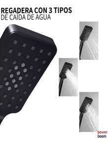 Kit de chuveiro de chuva Waterfall 4 em 1, alavanca única e telefone, cor preta - Preto - Visão 8