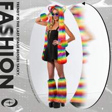 PinkSheep Women Faux Fur Leg Warmers, Plush Soft Furry Fluffy Winter Long Boot Cuff Wrist Covers Boots Sleeves Costume Set For Party Cosplay - 彩色 - 查看 2