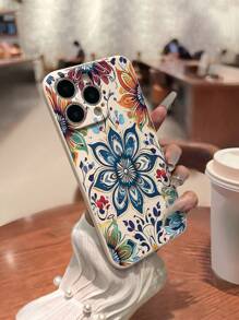 Ốp lưng điện thoại mềm chống rơi họa tiết hoa có viền đục lỗ tương thích với iPhone, Series - Nhiều màu - Xem 5