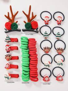67 món/bộ quà tặng Giáng sinh cho bé gái hoạt hình ông già Noel người tuyết chuông tuần lộc cây phụ kiện bằng nhựa băng đô scrunchies kẹp tóc bộ trang sức tóc, quà tặng Giáng sinh - Nhiều màu - Xem 2