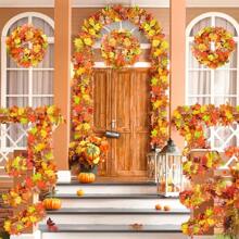 1 Stück 1,8m Herbstdekoration - Herbstkranz - Herbst-Ahornblatt-Kürbis-Beeren-Kranz - Thanksgiving Halloween Bauernhaus Ernte Dekoration für Zuhause Außen Innen Veranda, Weihnachten