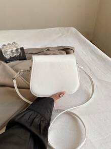 Túi vuông nắp gập thanh lịch bằng da PU màu trơn đơn giản, túi xách đeo vai nữ, túi xách đeo chéo, ví đựng điện thoại di động, quà tặng trang điểm ngày lễ cho nữ, túi đựng son môi, túi xách bền cho mùa thu và mùa đông, túi đi làm hàng ngày - trắng - Xem 8