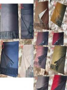 MilyModa Women's Long Scarf Plaid Synthetic Pashimina Best Winter Gifts 250g - Màu xám đen - Xem 6