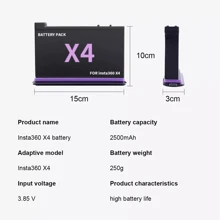 Insta360 X4 - High Capacity Rechargeable Lithium Polymer Battery For Cameras US - 黑色 - 查看 7