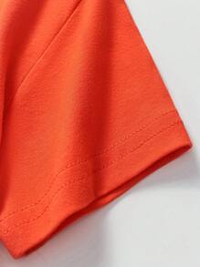 1 pezzo Maglietta in cotone a maniche corte con collo rotondo, stampa di escavatore a cartone animato per ragazzo, casual streetwear, moda primavera/estate