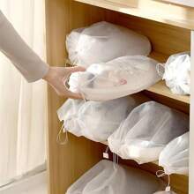 10pcs/Pack Portable Drawstring Non-Woven Fabric Shoe Storage Bag, Dust-Proof White Shoe Covers