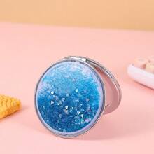 1PC Compact Mirror,Makeup Mirror/Cosmetic Mirror,Glitter Makeup Mirror,Foldable Mirror,Travel Makeup Mirror,Travel Mirror,Portable Mirror,Round/Square Models Available,For Travel At Home Or On-The-Go,For Women & Girl