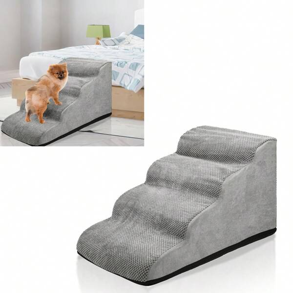 Jiubiaz Hundetreppe 4-Stufen Rutschfeste Haustierrampe Treppen Hunderampe fuer Haustier Hundestufen Abnehmbar und waschbar