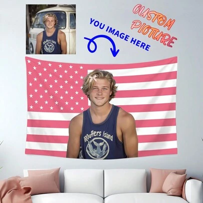 1 Pc Custom Pink America Flag Personalized Flags Design Your Image Funny Tapestry Poster For Decorate Clubs Concerts Bars University Dormitories Living Rooms Bedrooms Washable Cozy,Warm,Comfortable Custom,Unique,Personalized Ideal Gifts For Him,Ideal Gifts For Her,Ideal Gifts For Boyfriend,Ideal Gifts For Girlfriend,Ideal Gifts For Dad,Ideal Gifts For Mom,Ideal Gifts For Friends,Ideal Gifts For Family Him,Her,Boyfriend,Girlfriend,Dad,Family,Mom,Friends Sofa,Bed,Car,Tea Room,Bedroom,Living Room
