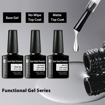 3Pcs/2Pcs Glossy/Matte Top Coat, Base Coat, Long Lasting Shiny Gel Polish For Home Salon Use