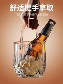 亚克力冰桶，防碎家用酒吧/KTV病毒冰桶，透明塑料冰桶，用于啤酒/香槟，派对，生日装饰，适用于户外，露营，送给父亲的礼物 - 亞克力冰桶加冰夾 - 查看 5
