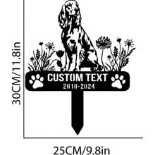 1 件定制爱尔兰塞特犬纪念桩，狗桩金属标牌，定制杰克罗素梗犬金属纪念花园桩，个性化宠物户外桩，动物花园桩，庭院金属桩 - 黑色 - 查看 3