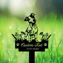 1 件定制爱尔兰塞特犬纪念桩，狗桩金属标牌，定制杰克罗素梗犬金属纪念花园桩，个性化宠物户外桩，动物花园桩，庭院金属桩 - 黑色 - 查看 9