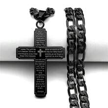 Jesus Cross Bible Pendant Necklace For Men Stainless Steel Gold/Silver/Black Color Christian Hip Hop Chain Religious Amulet Jewelry Gift QKC