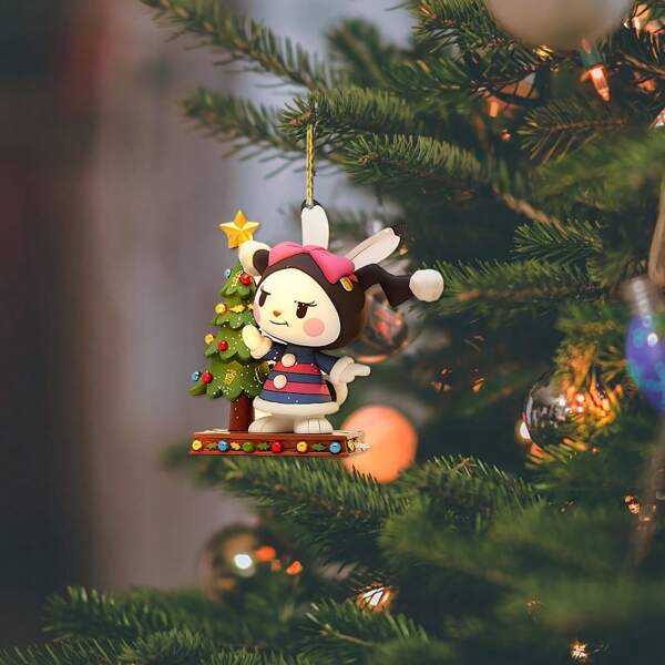 Sanrio Friends Christmas Tree Ornaments - Cute 2D Acrylic Charms, Suitable For Keychains And Backpacks, Holiday Decor