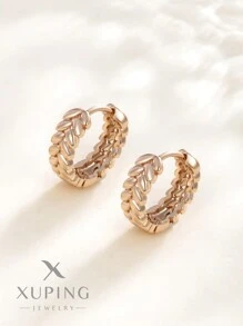 XUPING JEWELRY 1 Cặp Hoa tai vòng xoắn mạ vàng 18K XUPING, Bao bì hộp quà tặng cho phụ nữ - Rượu sâm banh - Xem 1