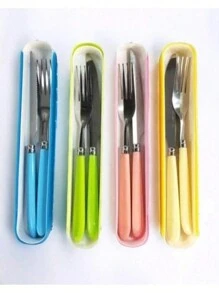 Cutlery Holder Portable Lunch Box Case - Green - View 4