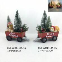Xe đẩy Giáng sinh có cây thông Noel có đèn LED cho chó/Trang trí/Quà tặng ngày lễ - Đỏ - Xem 2