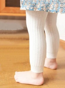 1pc Toddler White 3/4 Leggings, Soft & Comfortable Baby Pants, Suitable For Boys & Girls All Seasons, Spring/Autumn
